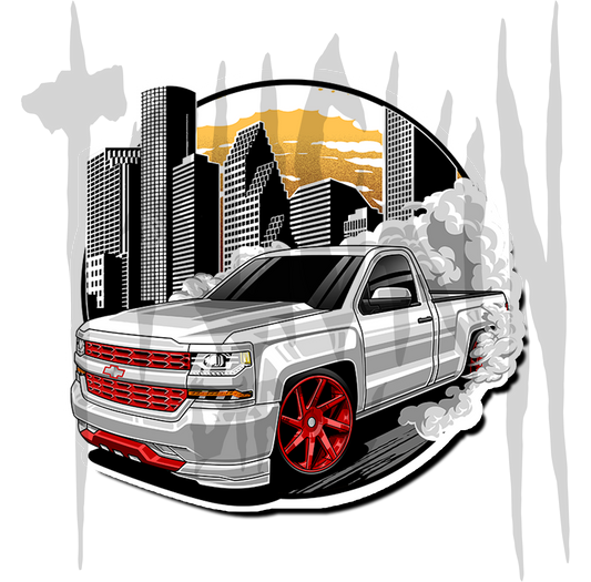 White Truck With Red Rims